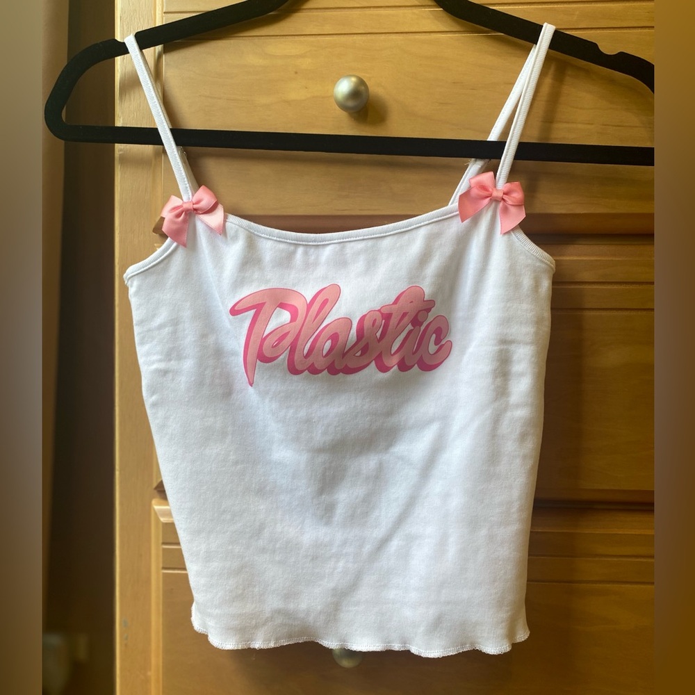 🎀 PLASTIC 🎀 Dolls Kill dainty bow top size small like new